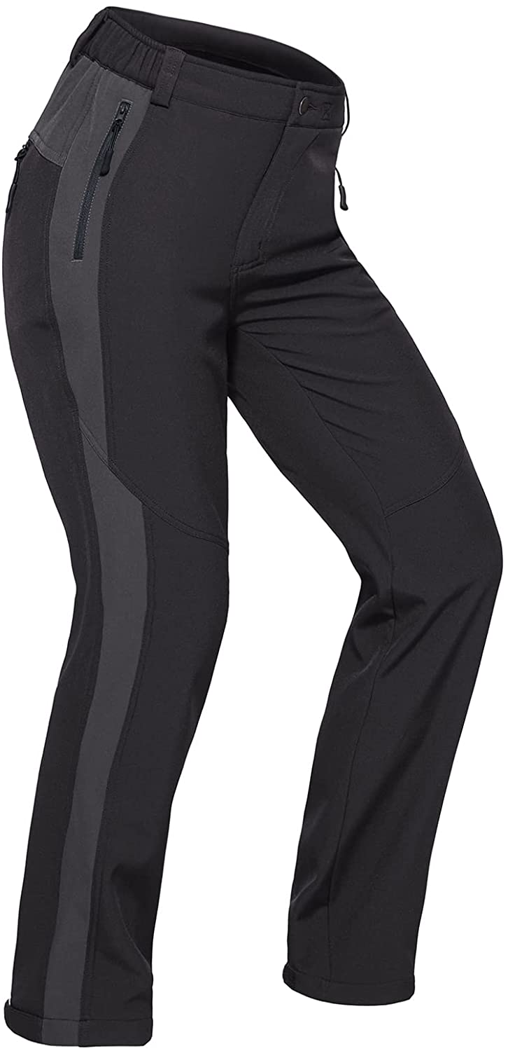 Wespornow Women's-Fleece-Lined-Hiking-Pants Snow-Ski-Pants  Water-Resistance-Outdoor-Softshell-Insulated-Pants for Winter