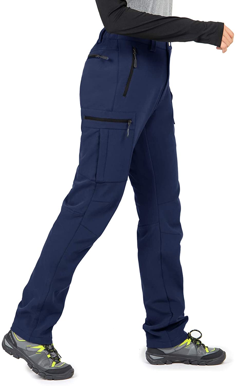 Women's Outdoor Fleece-Lined Soft Shell Hiking Fishing ski Pants Insulated  Water and Wind-Resistant (6080 Blue, 30)