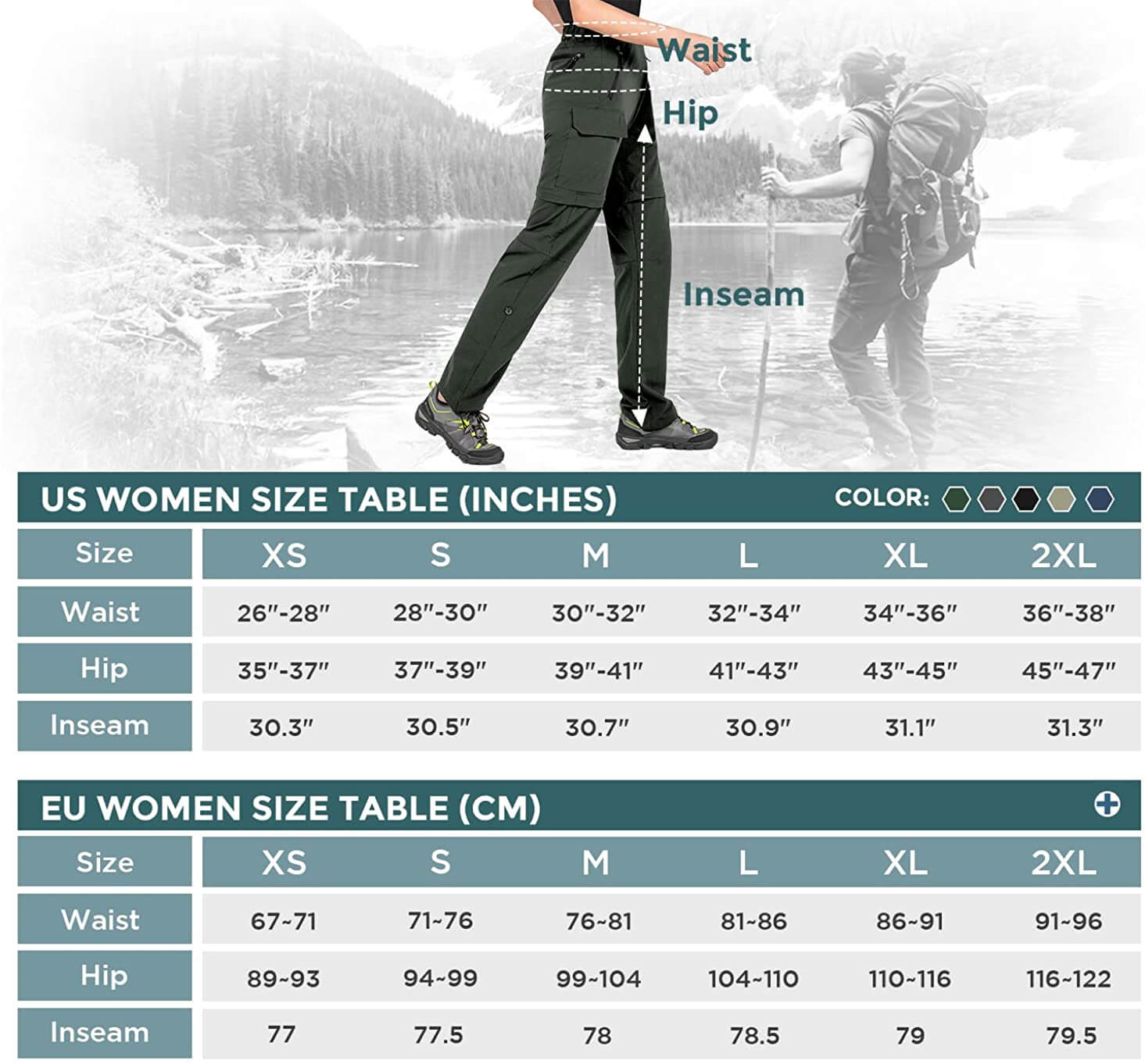 Women Zip-off Camping Travel Pants 11