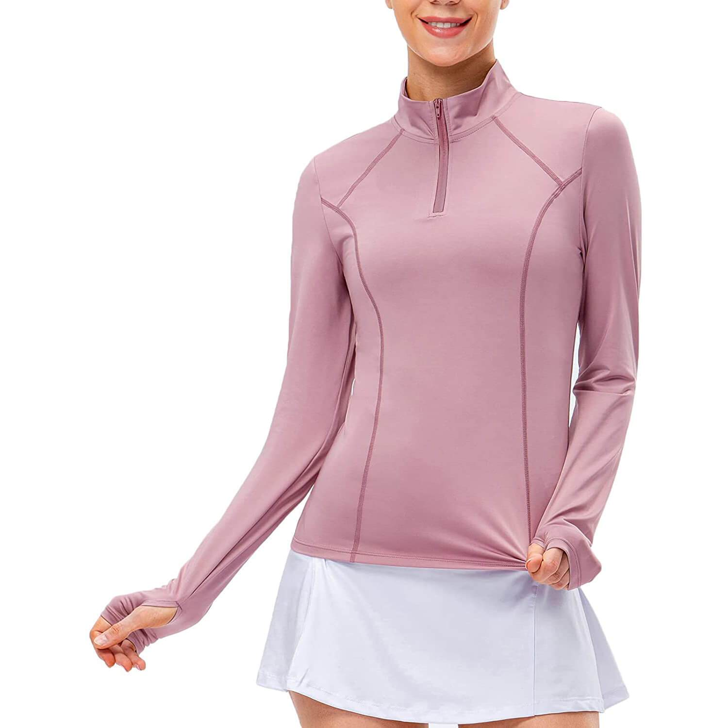 Women's 1/4 Zip Workout Long Sleeve Shirts - Wespornow