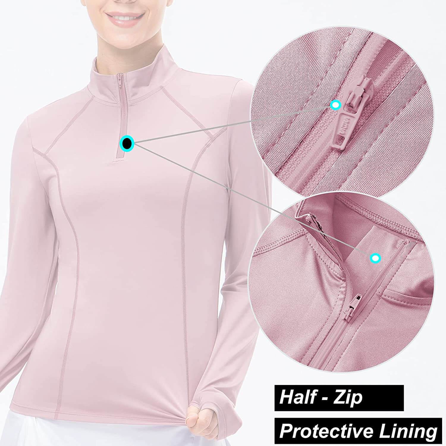 Women's 1/4 Zip Workout Long Sleeve Shirts