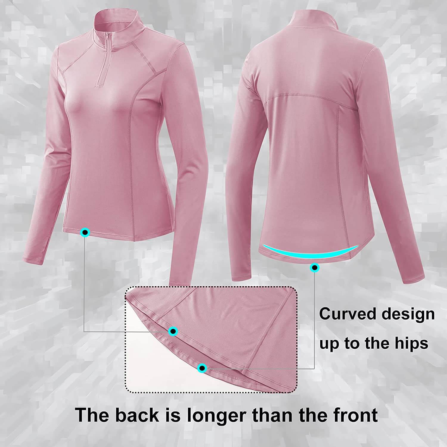 Women's 1/4 Zip Workout Long Sleeve Shirts