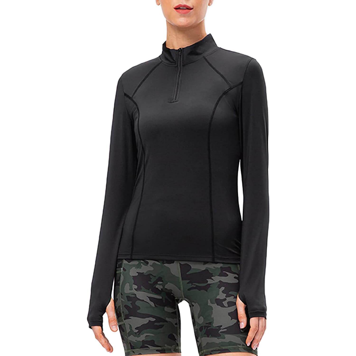 Women's 1/4 Zip Workout Long Sleeve Shirts
