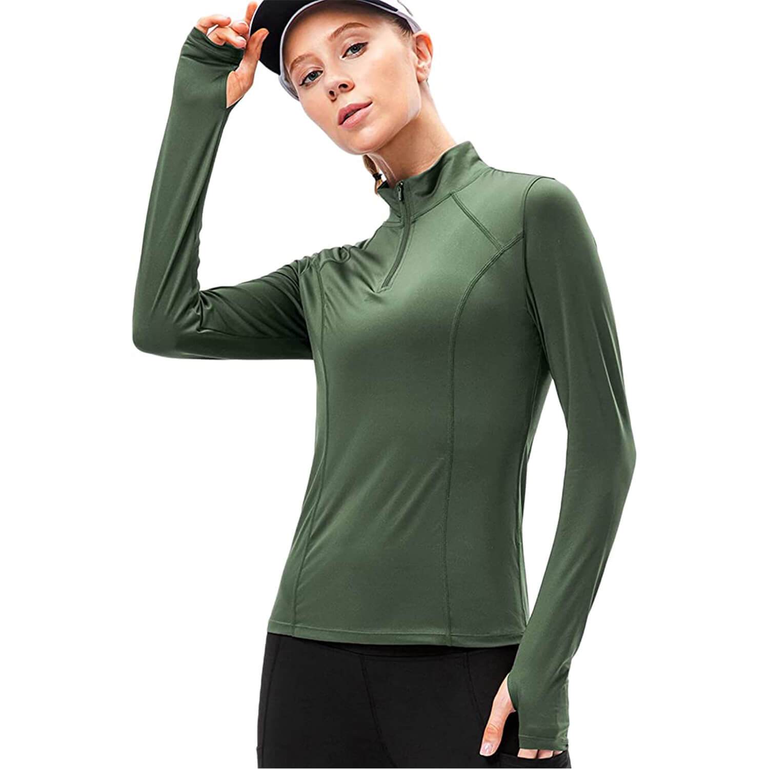 Women's 1/4 Zip Workout Long Sleeve Shirts