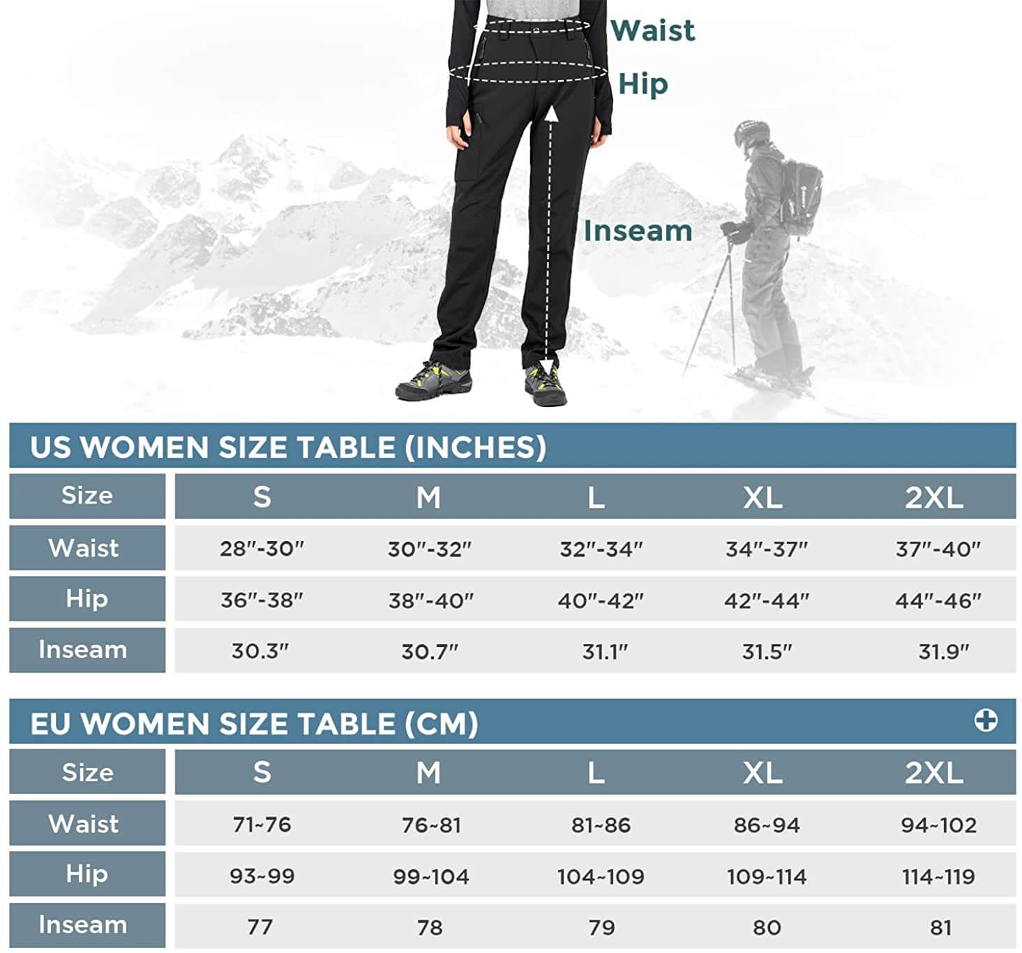 Women's Fleece Lined Water Resistance Hiking Pants 03