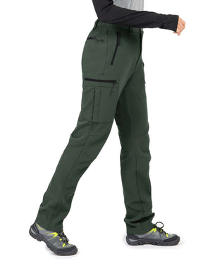 Wespornow Women's-Fleece-Lined-Hiking-Pants Snow-Ski-Pants Water-Resistance-Outdoor-Softshell-Insulated for Winter