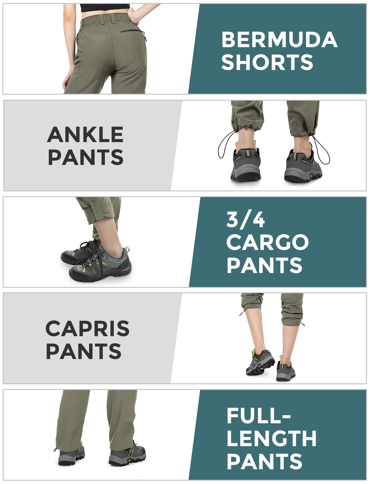 Wespornow Women's-Hiking-Pants Convertible-Zip-Off-Quick-Dry-Pants for Cargo, Camping, Travel, Outdoor, Fishing, Safari