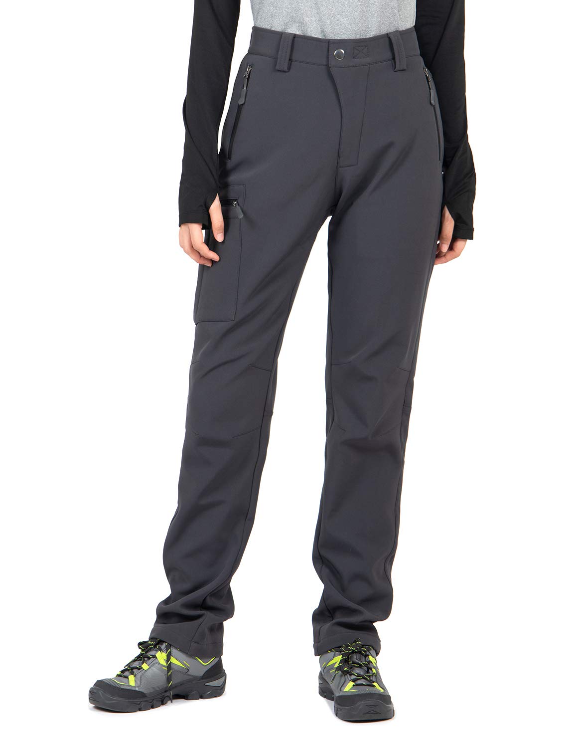 Wespornow Women's-Fleece-Lined-Hiking-Pants Snow-Ski-Pants Water-Resistance-Outdoor-Softshell-Insulated for Winter