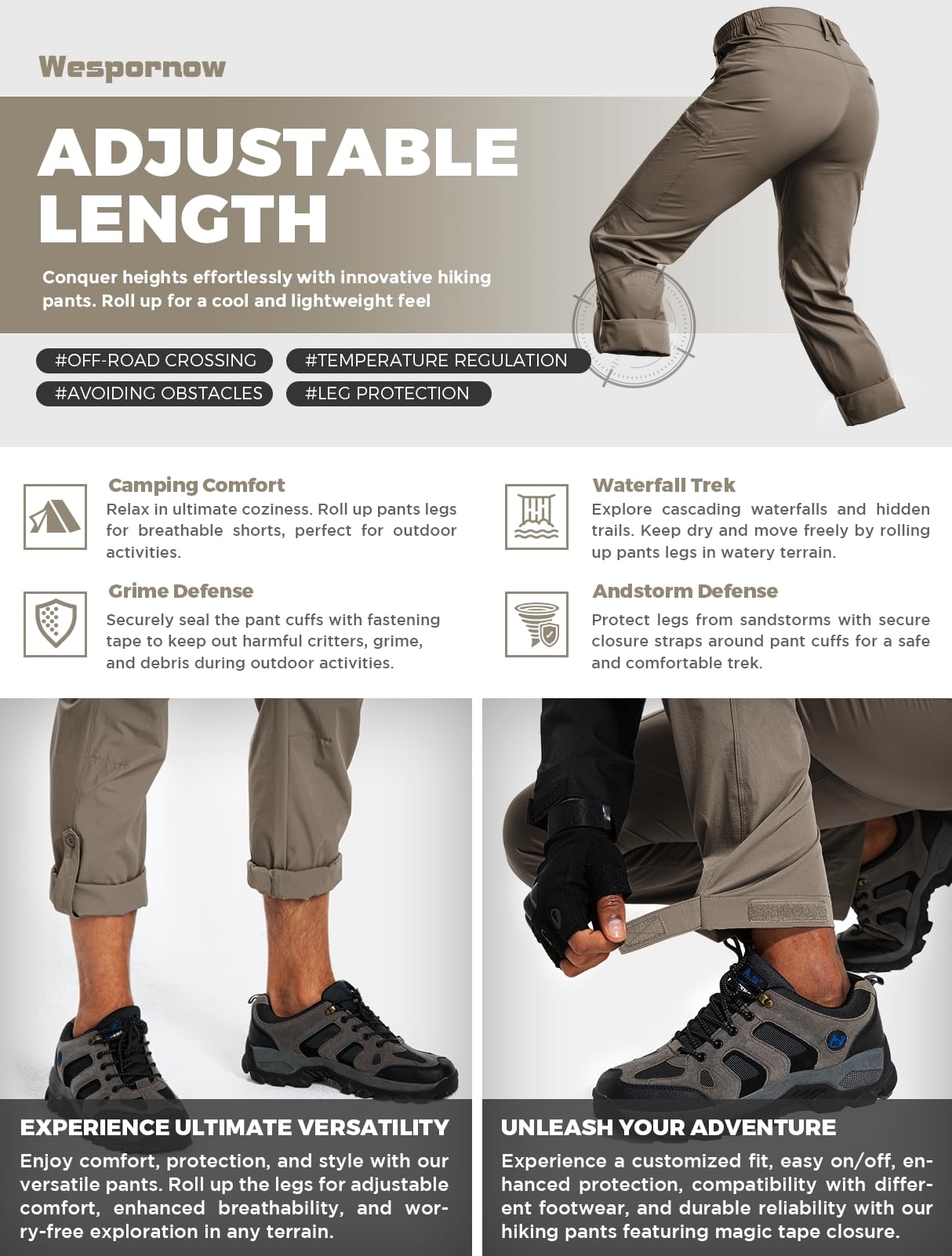 Wespornow Hiking Travel Pants for Men: Lightweight Water-Resistant Quick Dry Outdoor Pants for Fishing Camping