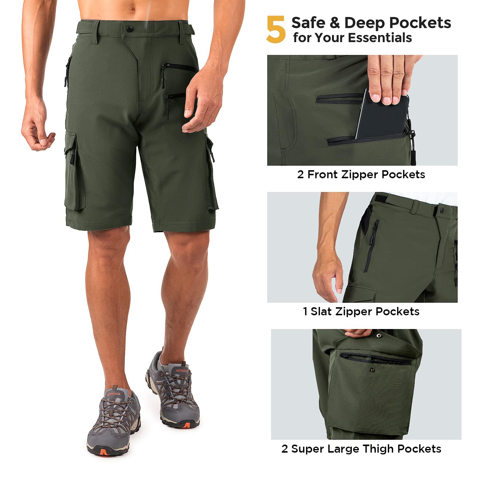 Wespornow Men's-Hiking-Shorts Tactical Shorts Lightweight-Quick-Dry-Outdoor-Cargo-Casual-Shorts for Hiking Cycling