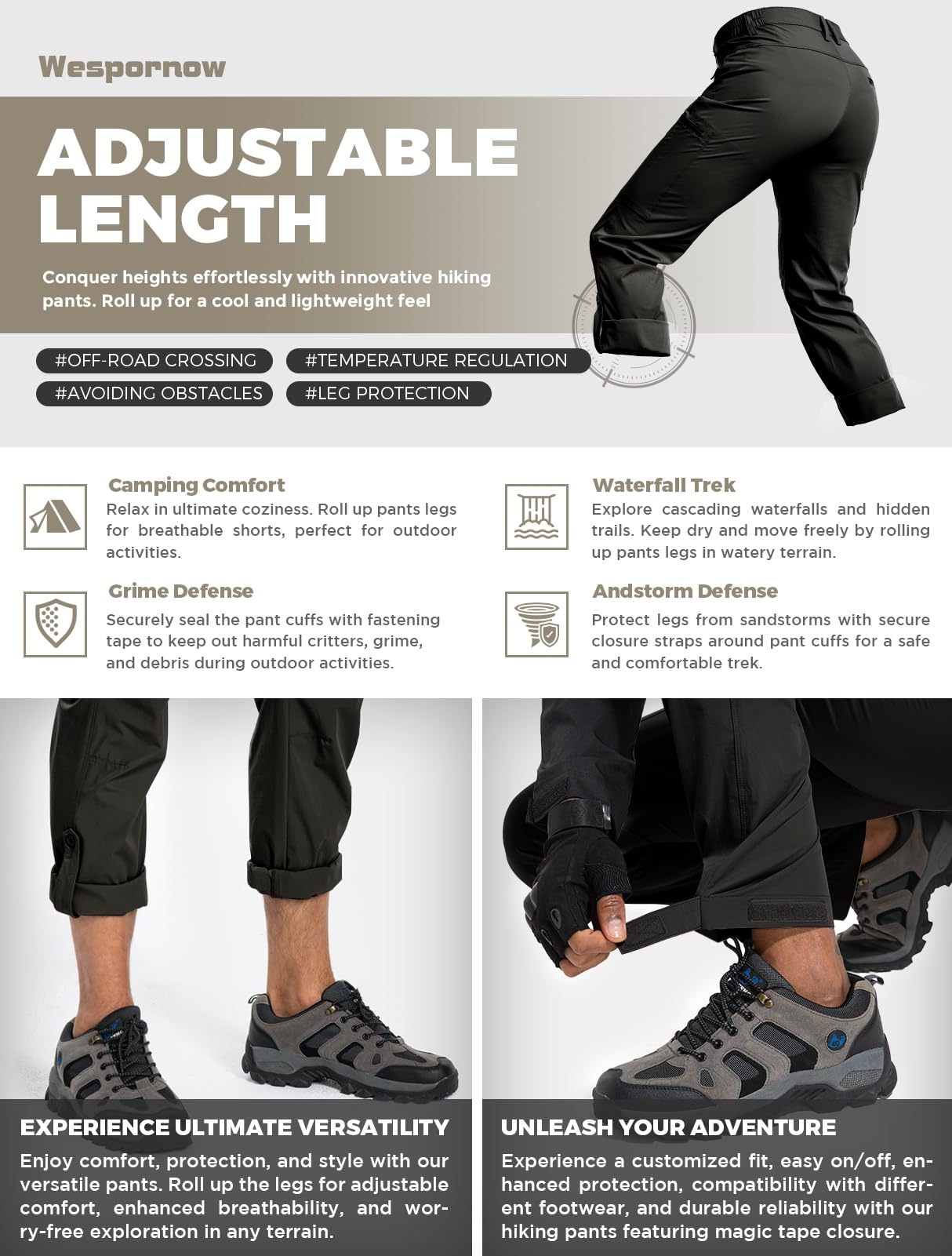 Wespornow Hiking Travel Pants for Men: Lightweight Water-Resistant Quick Dry Outdoor Pants for Fishing Camping