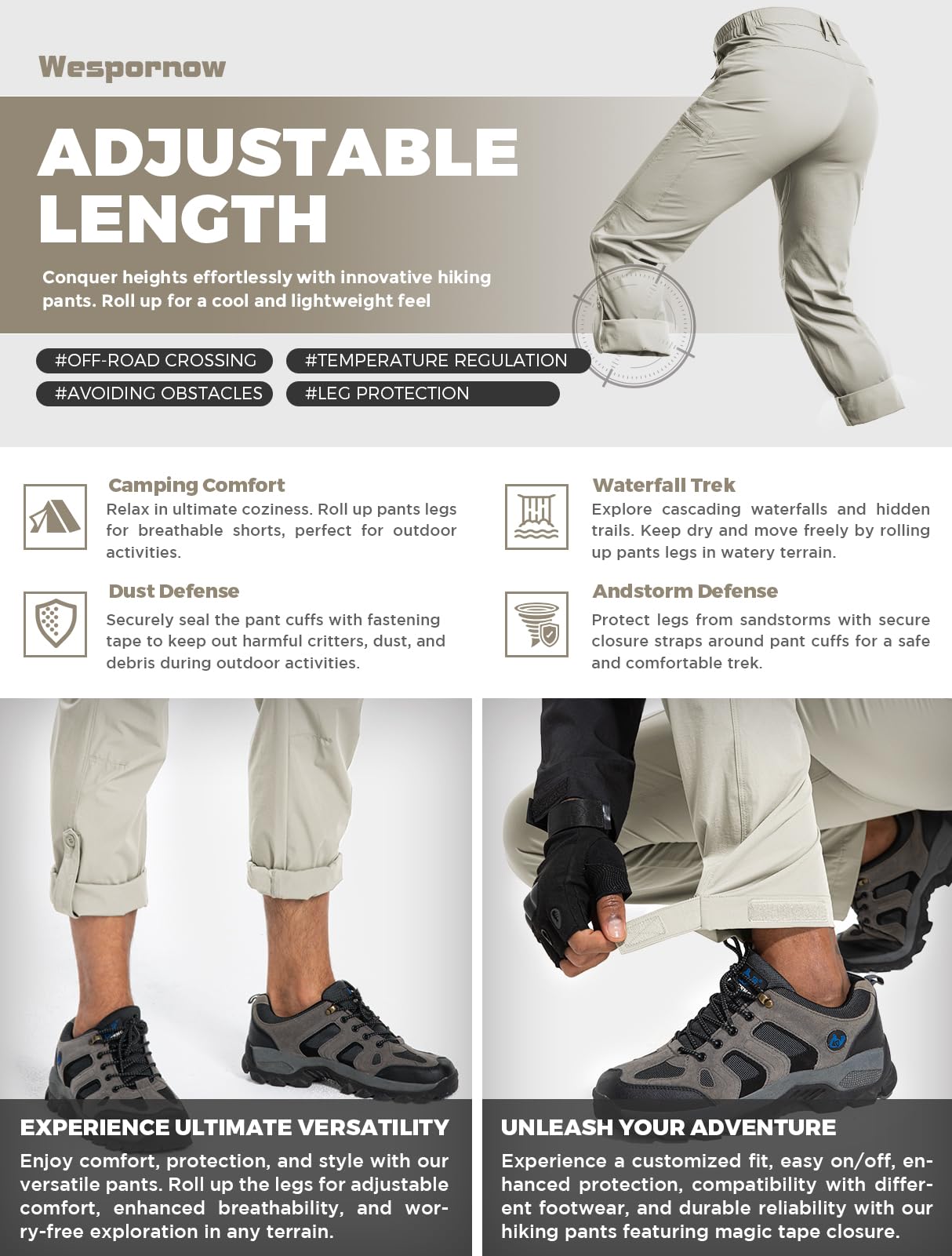 Wespornow Hiking Travel Pants for Men: Lightweight Water-Resistant Quick Dry Outdoor Pants for Fishing Camping