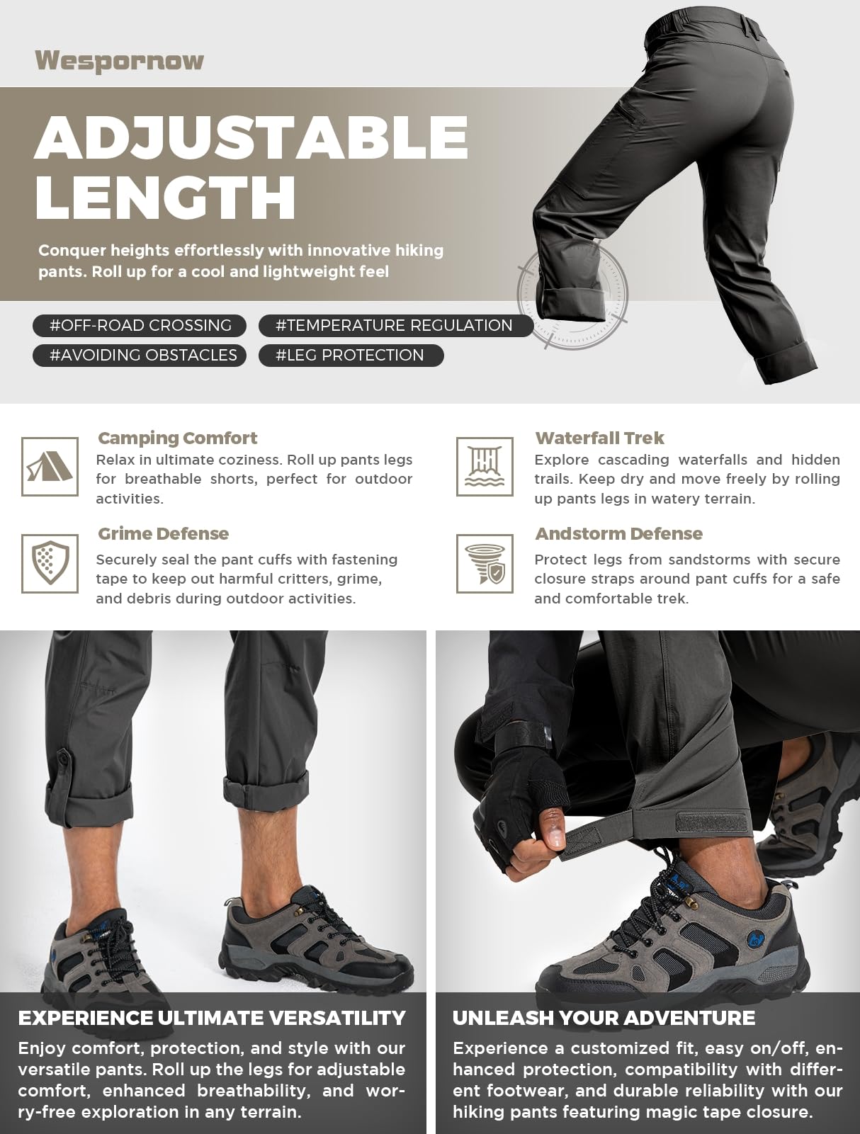 Wespornow Hiking Travel Pants for Men: Lightweight Water-Resistant Quick Dry Outdoor Pants for Fishing Camping