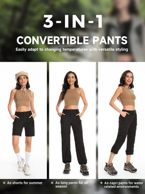 Wespornow Women's-Hiking-Pants Convertible-Zip-Off-Quick-Dry-Pants for Cargo, Camping, Travel, Outdoor, Fishing, Safari