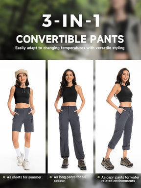 Wespornow Women's-Hiking-Pants Convertible-Zip-Off-Quick-Dry-Pants for Cargo, Camping, Travel, Outdoor, Fishing, Safari