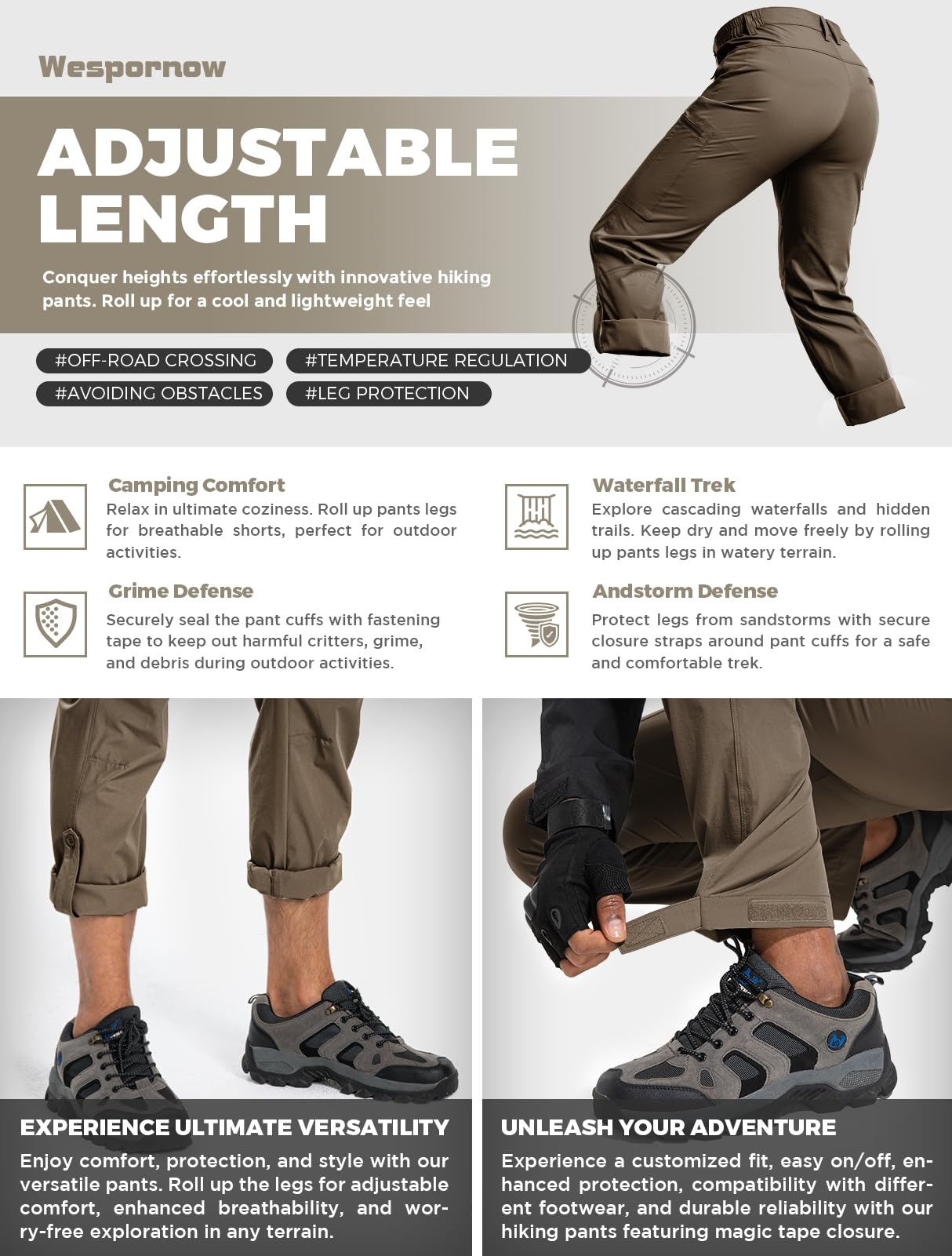 Wespornow Hiking Travel Pants for Men: Lightweight Water-Resistant Quick Dry Outdoor Pants for Fishing Camping