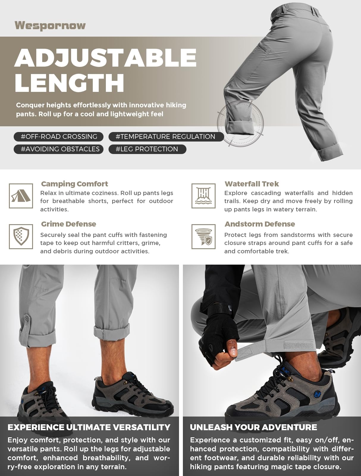 Wespornow Hiking Travel Pants for Men: Lightweight Water-Resistant Quick Dry Outdoor Pants for Fishing Camping