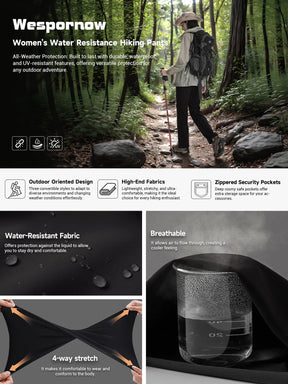 Wespornow Women's-Hiking-Pants Convertible-Zip-Off-Quick-Dry-Pants for Cargo, Camping, Travel, Outdoor, Fishing, Safari