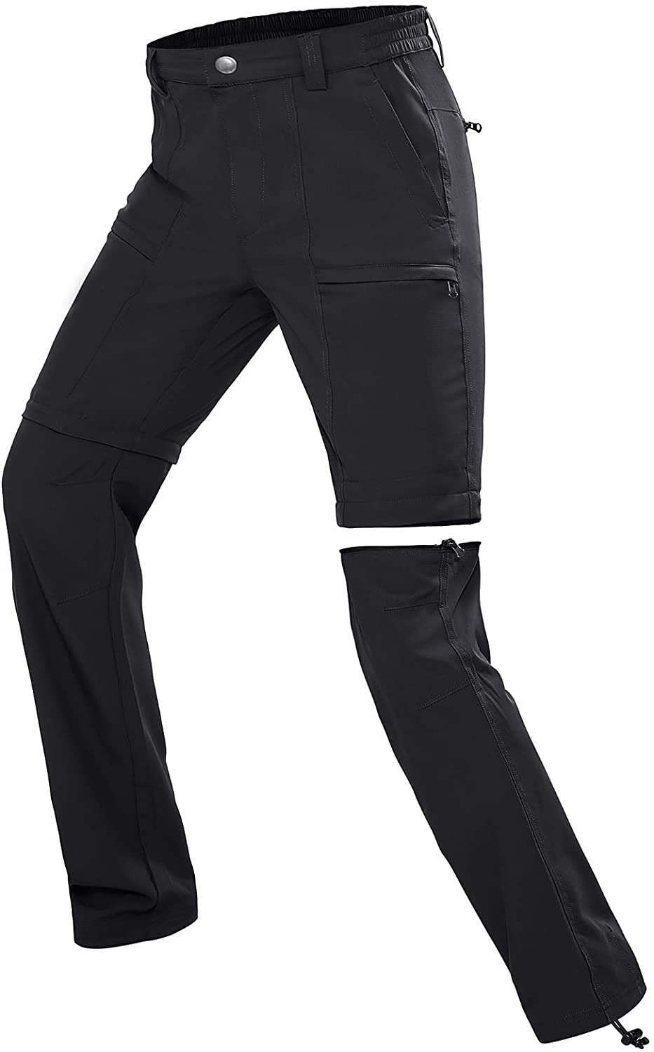 Wespornow Hiking-Pants-Women Convertible Zip-Off Pants Lightweight Quick-Dry Cargo Pants for Golf Kayaking Black / XX-Large
