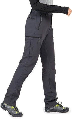 Women Waterproof Snow ski Hiking Pants Winter Insulated Warm Outdoor Fleece Lined with Zipper Pockets Grey