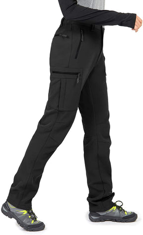 Women Waterproof Snow ski Hiking Pants Winter Insulated Warm Outdoor Fleece Lined with Zipper Pockets Black