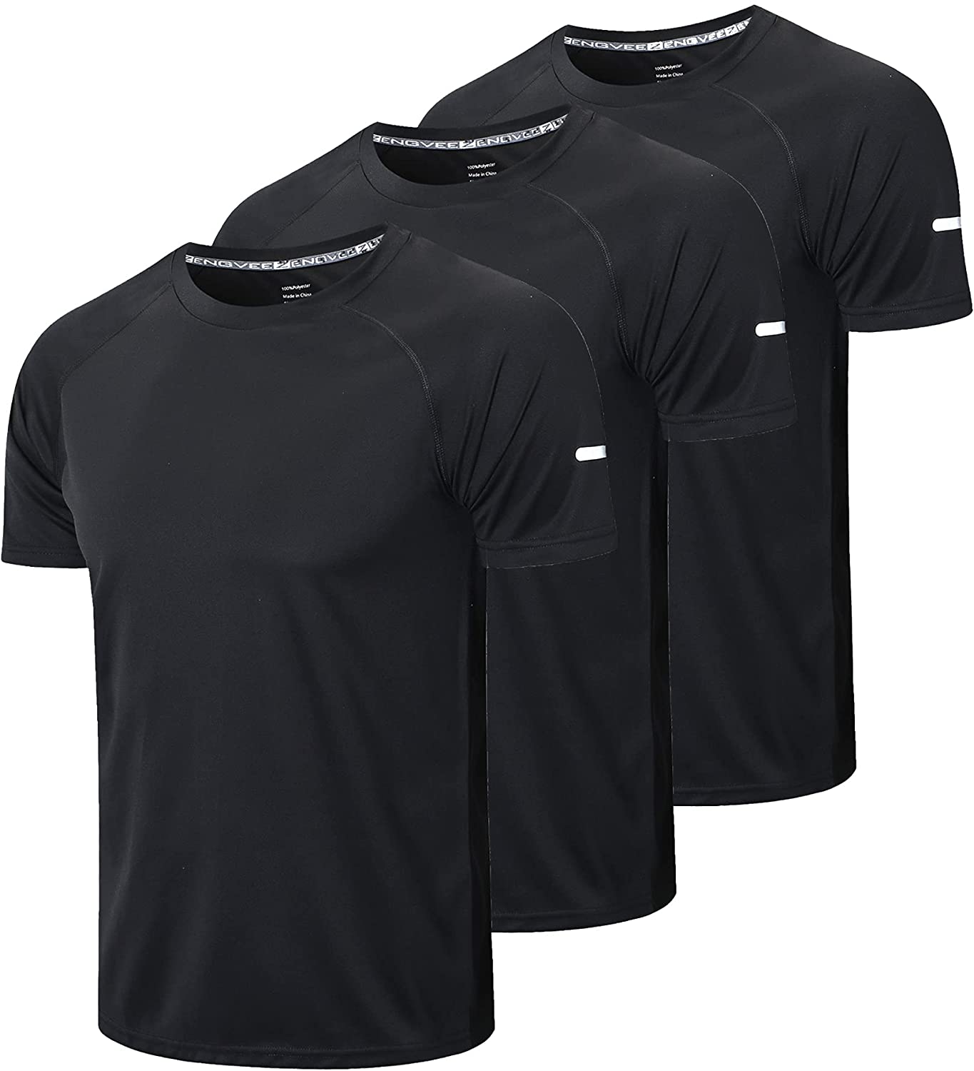 Men's 3 Pack Workout Dry Fit Shirts