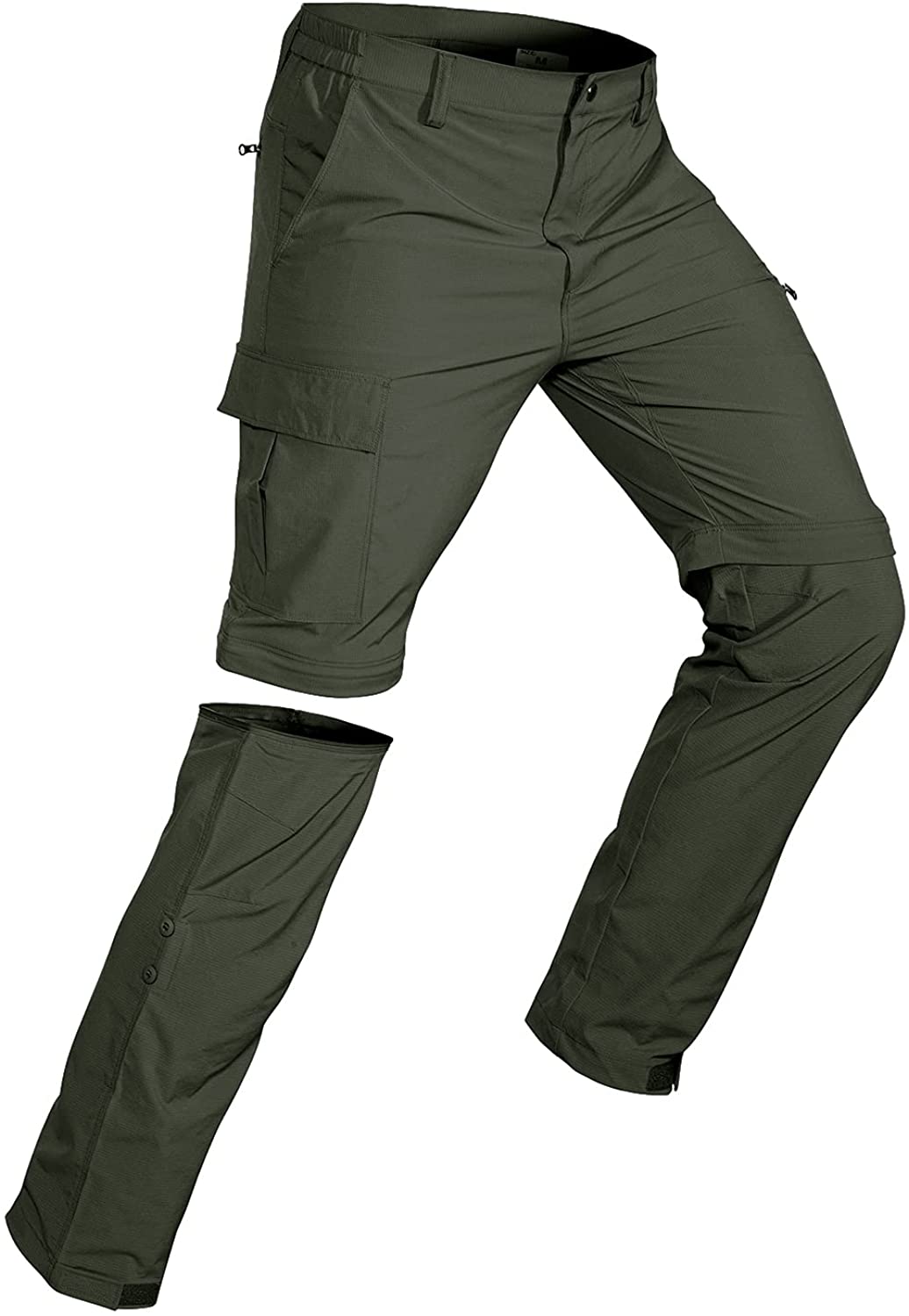 Wespornow Men's-Convertible-Hiking-Pants Quick Dry Lightweight Zip Off Breathable Cargo Pants for Outdoor, Fishing, Safari Army Green / 3X-Large
