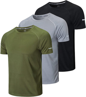 Men's 3 Pack Workout Dry Fit Shirts