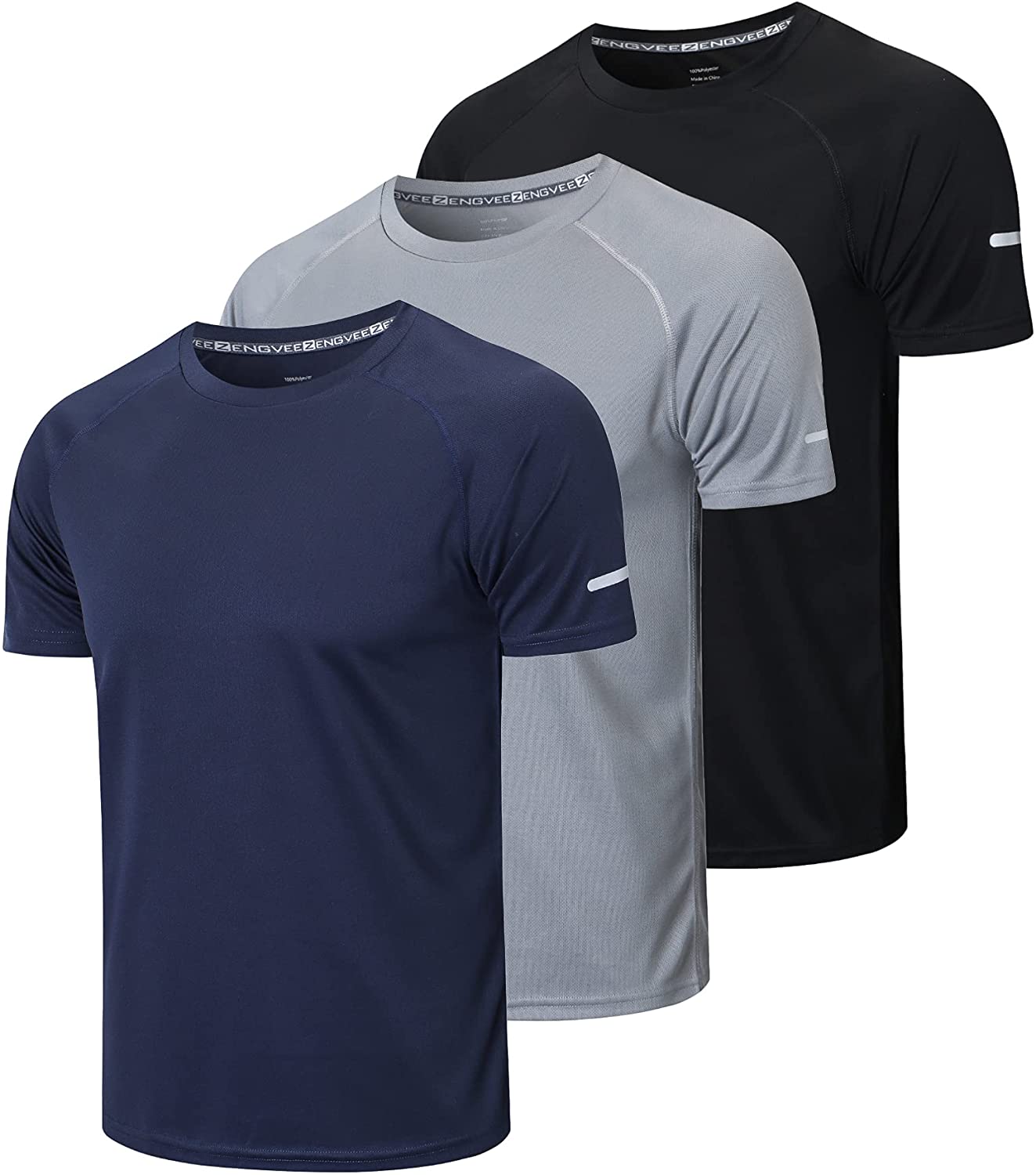 Men's 3 Pack Workout Dry Fit Shirts