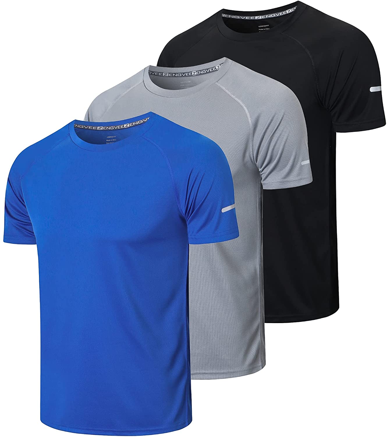 Men's 3 Pack Workout Dry Fit Shirts