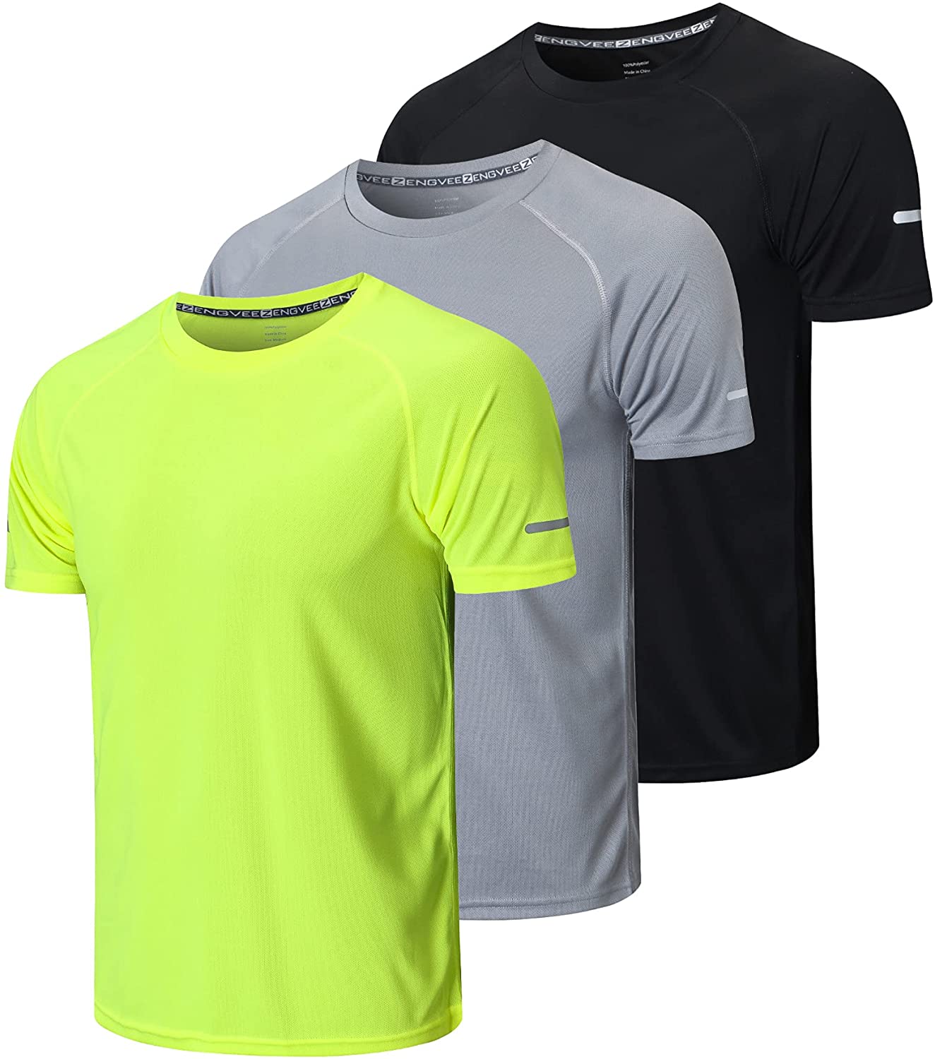 Men's 3 Pack Workout Dry Fit Shirts