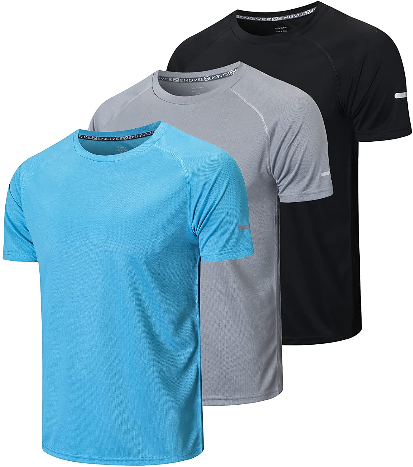 Men's 3 Pack Workout Dry Fit Shirts