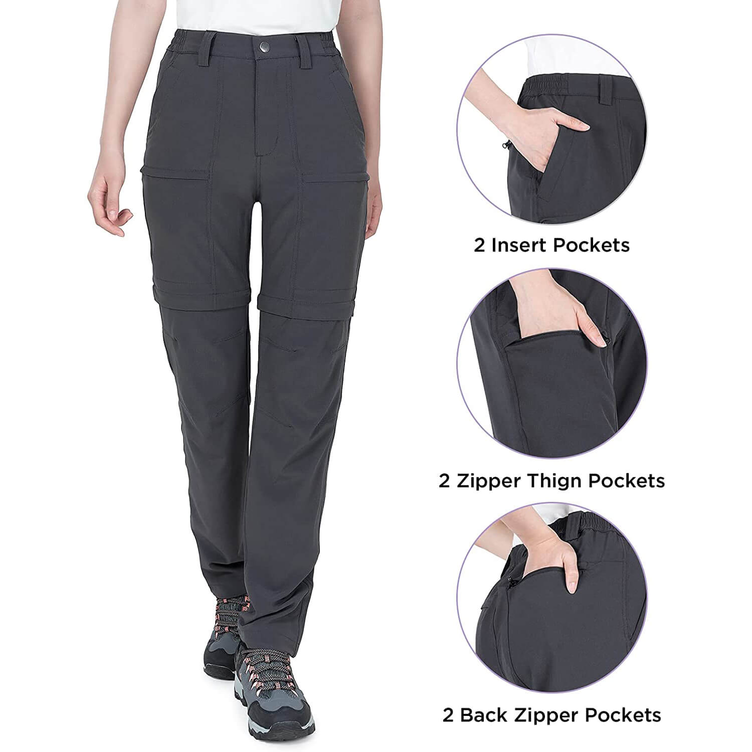 Women Convertible Hiking Pants Lightweight 12