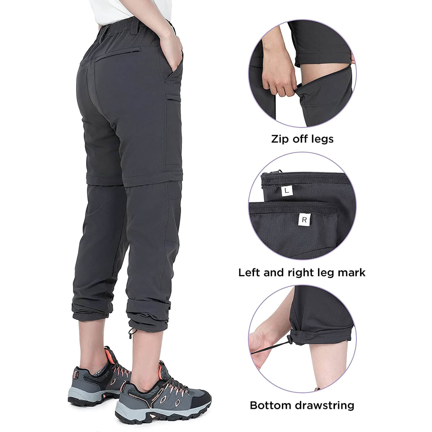 Women Convertible Hiking Pants Lightweight 12