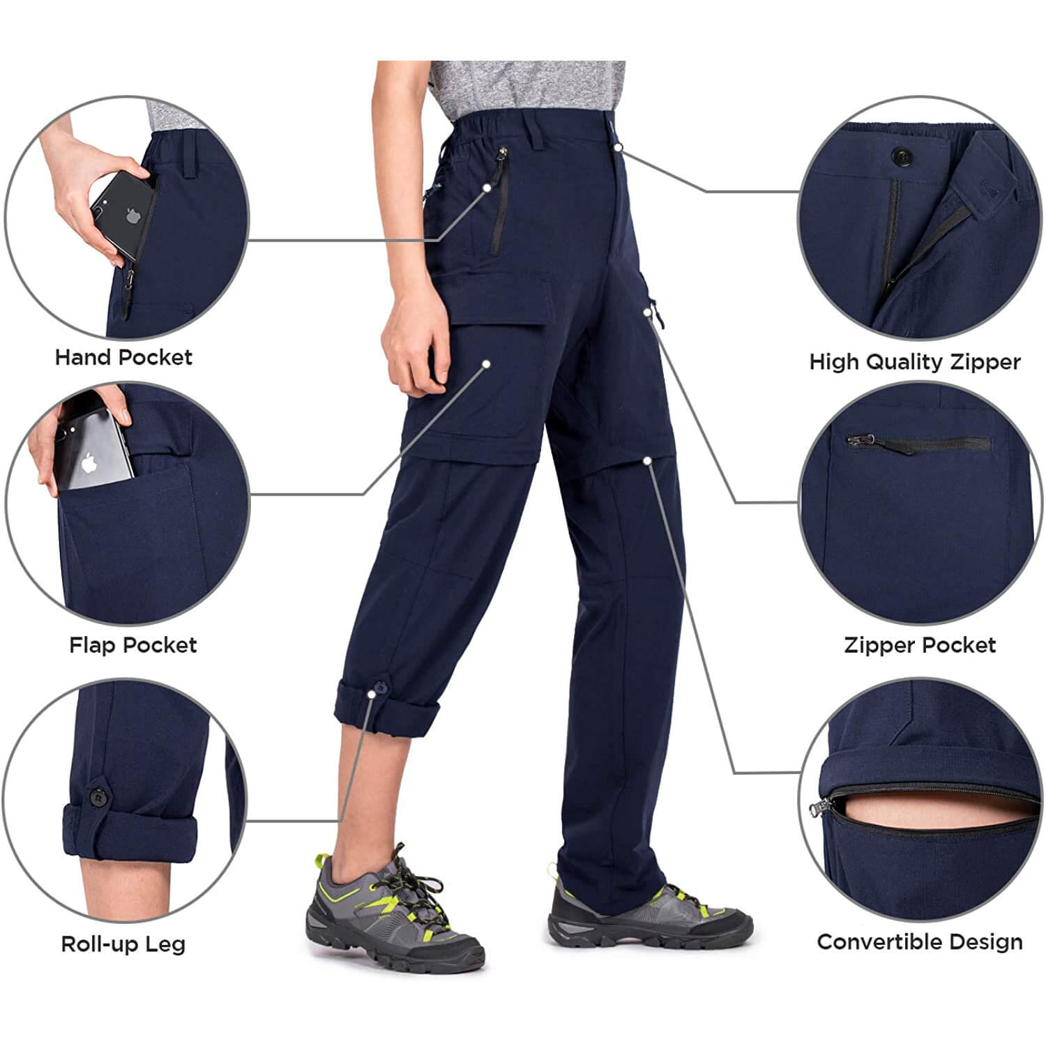 Women Zip-off Camping Travel Pants