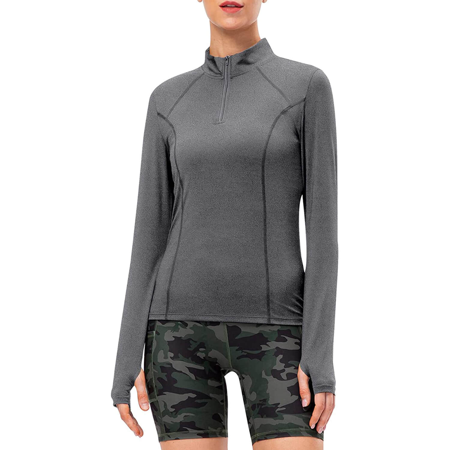 Women's 1/4 Zip Workout Long Sleeve Shirts