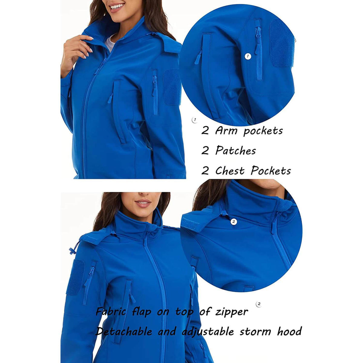 Women's Winter Hooded 6 Pockets Jacket